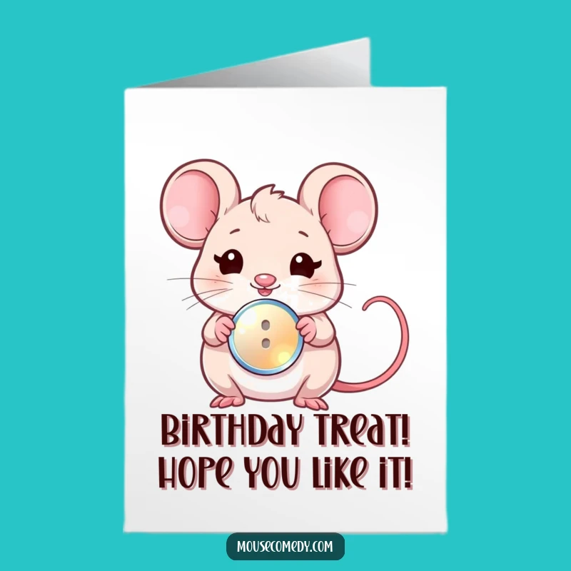 Free Printable Birthday Card: Kawaii Mouse Wink, Funny Gift Downloadable
