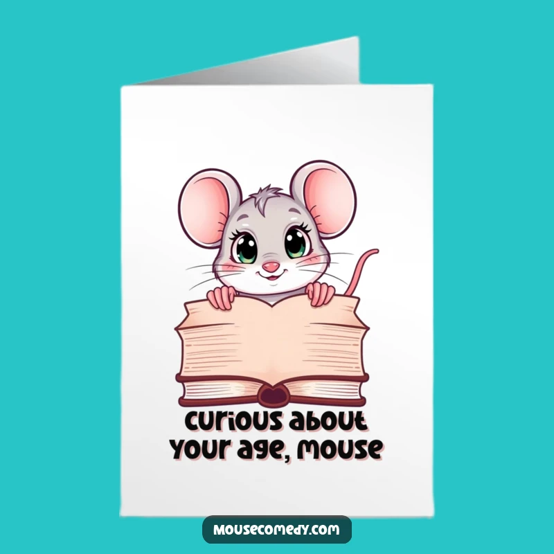 Free Printable Birthday Card: Curious Kawaii Mouse Loves Books!