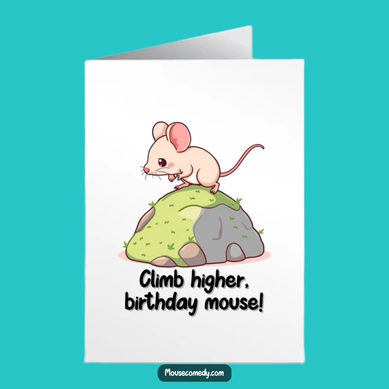 Free Printable Birthday Card: Determined Kawaii Mouse Reaches New Heights!
