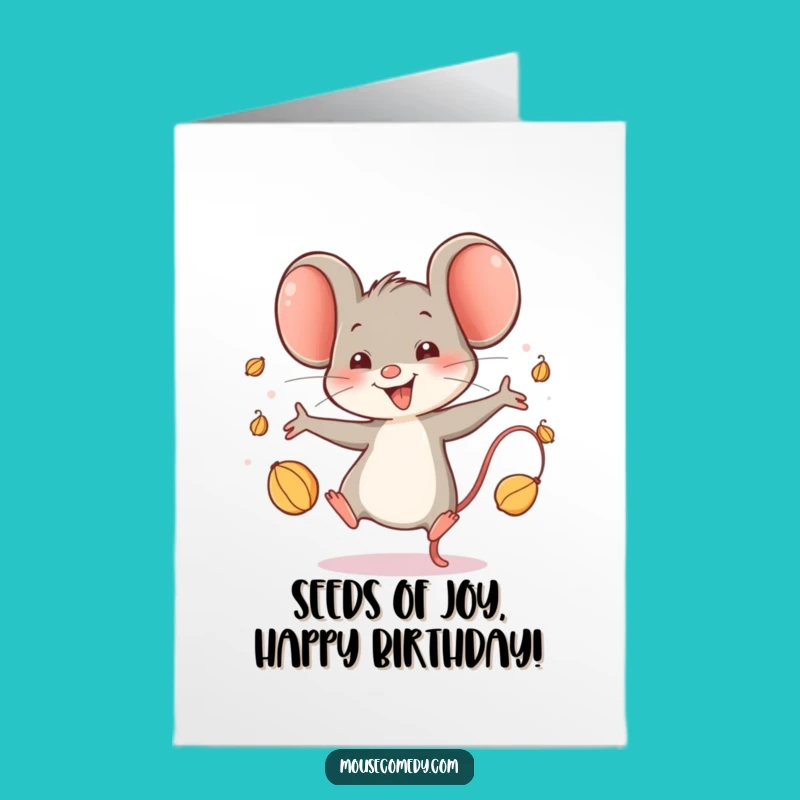 Free Printable Birthday Card: Funny Juggling Mouse, Joyful Downloadable Gift