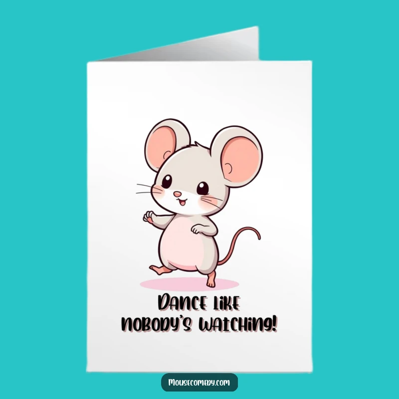 Free Printable Birthday Card: Kawaii Mouse Dance - Funny Mouse Downloadable Gift
