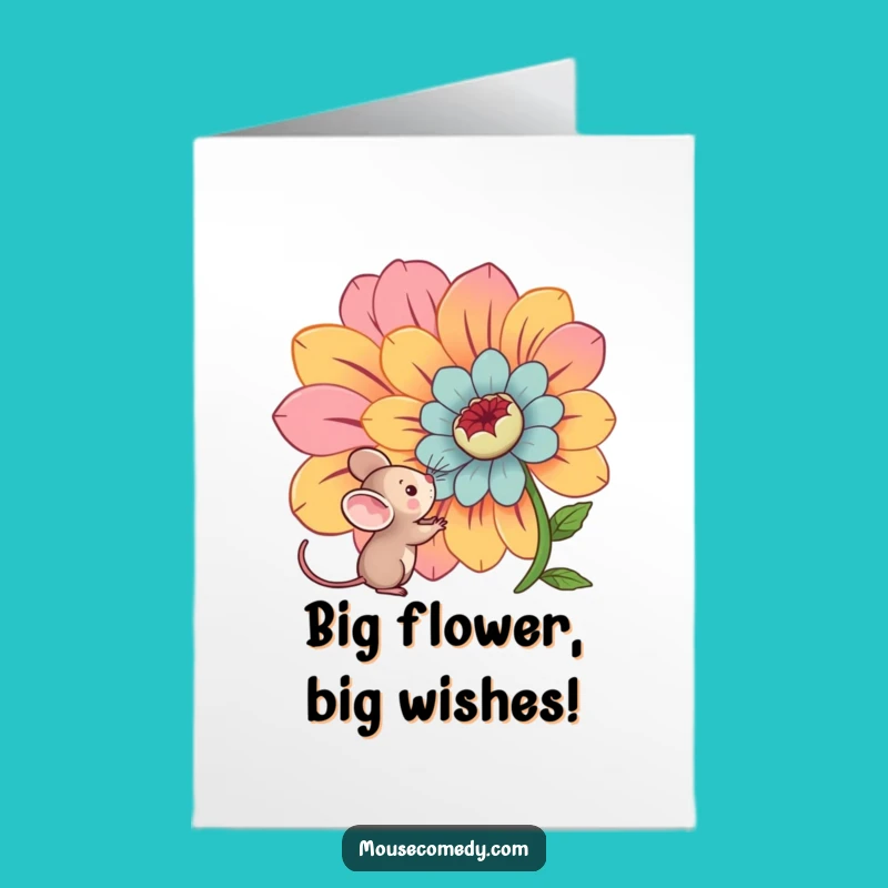Free Printable Kawaii Mouse Birthday Card: Curious Flower Fun