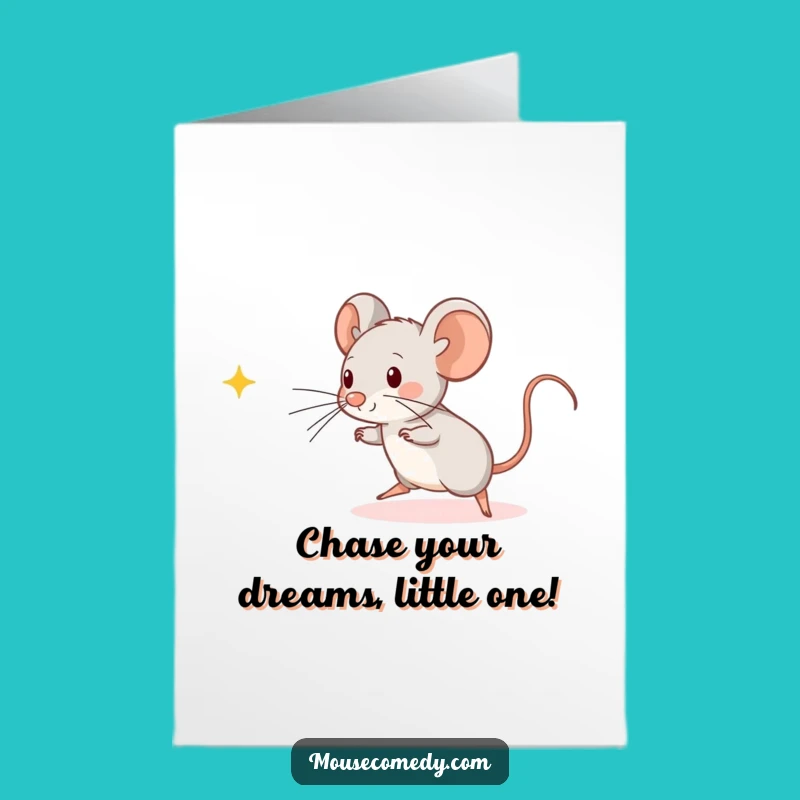 Free Printable Kawaii Mouse Birthday Card: Light Chasing Fun Downloadable Gift