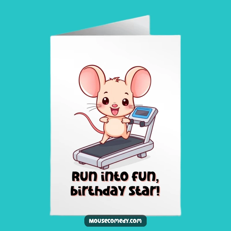 Funny Free Printable Birthday Card: Energetic Mouse - Downloadable Fitness Fun!