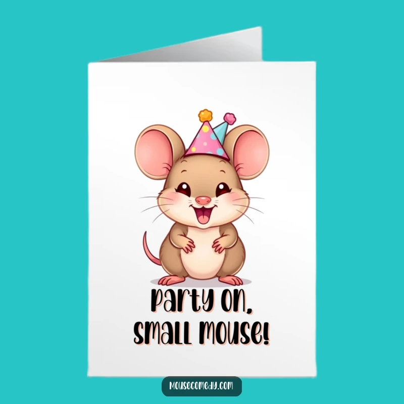 Free Printable Birthday Card: Party Mouse Cub, Joyful Downloadable Gift