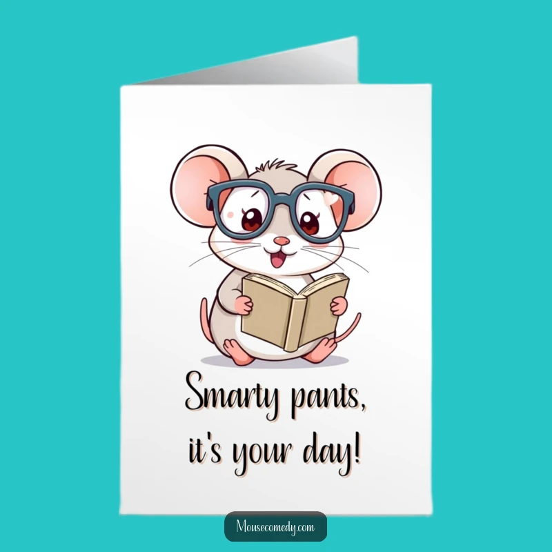 Free Printable Birthday Card: Funny Kawaii Mouse with Glasses, Perfect Downloadable Gift