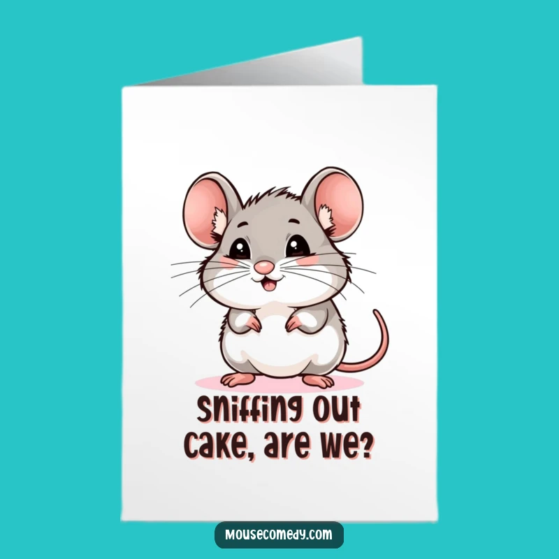 Free Printable Birthday Card: Funny Mouse Whiskers Sniffing Air - Instant Download Gift