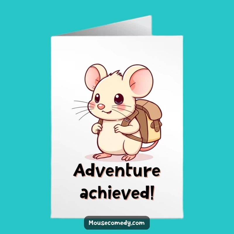 Free Printable Kawaii Mouse Adventure Congrats Card: Journey Surprise Downloadable