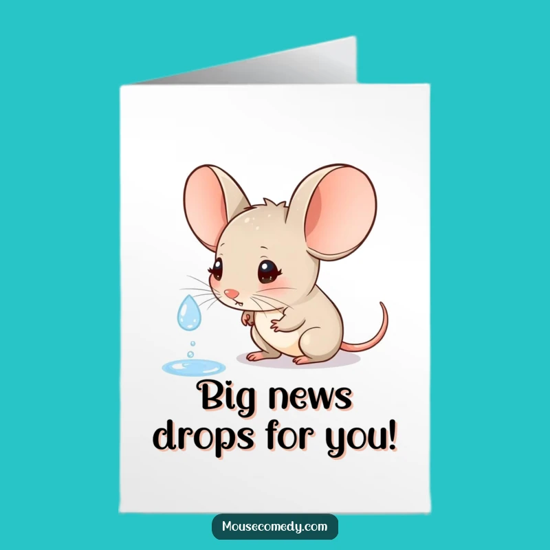 Free Printable Congrats Card: Curious Mouse Watches Raindrop for Your Achievement!