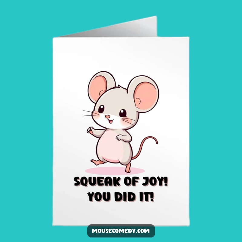 Free Printable Congrats Card: Kawaii Mouse Dance - Funny Mouse Downloadable