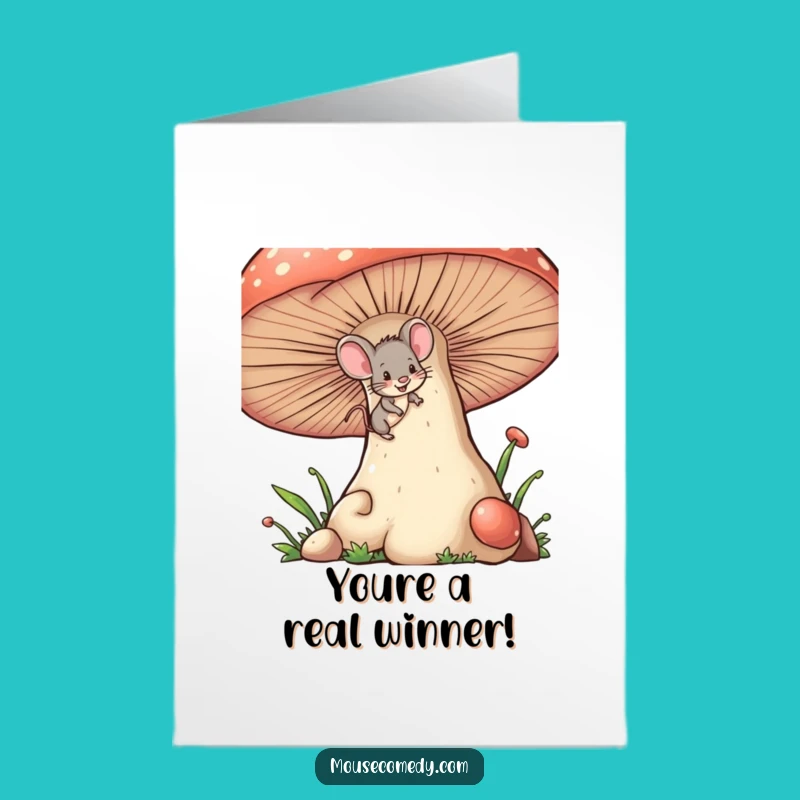 Free Printable Congrats Card: Mischievous Mouse Climbing Funny Downloadable Gift