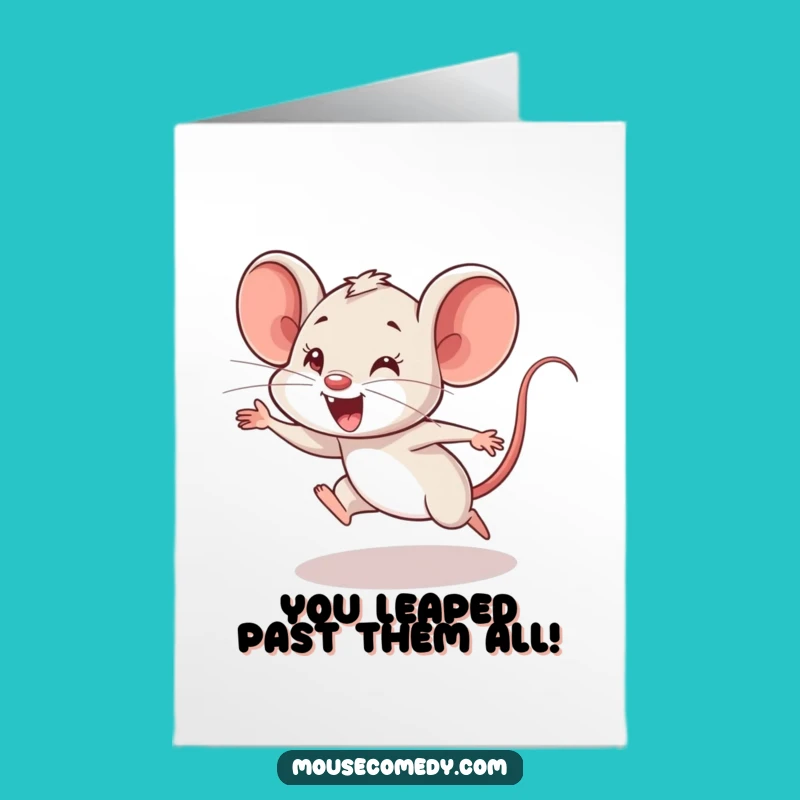 Free Printable Congrats Card: Mouse Leap of Enthusiasm, Celebrate Downloadable Fun