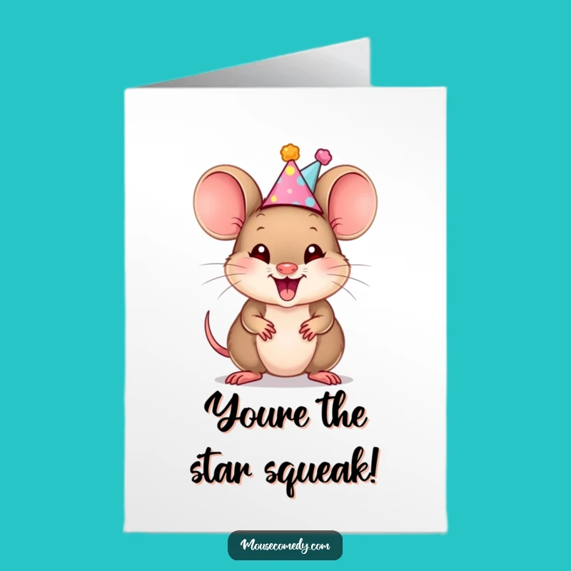 Free Printable Congrats Card: Party Mouse Cub, Celebrate with Downloadable Cheer