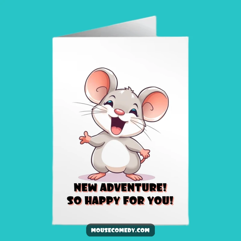 Free Printable Congrats Card: Excited Mouse Exploring, Hilarious Downloadable Gift