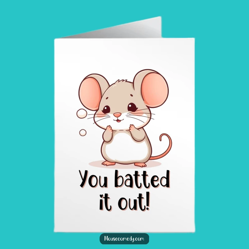 Free Printable Kawaii Mouse Dust Mote Congrats Card: Tiny Victory Downloadable