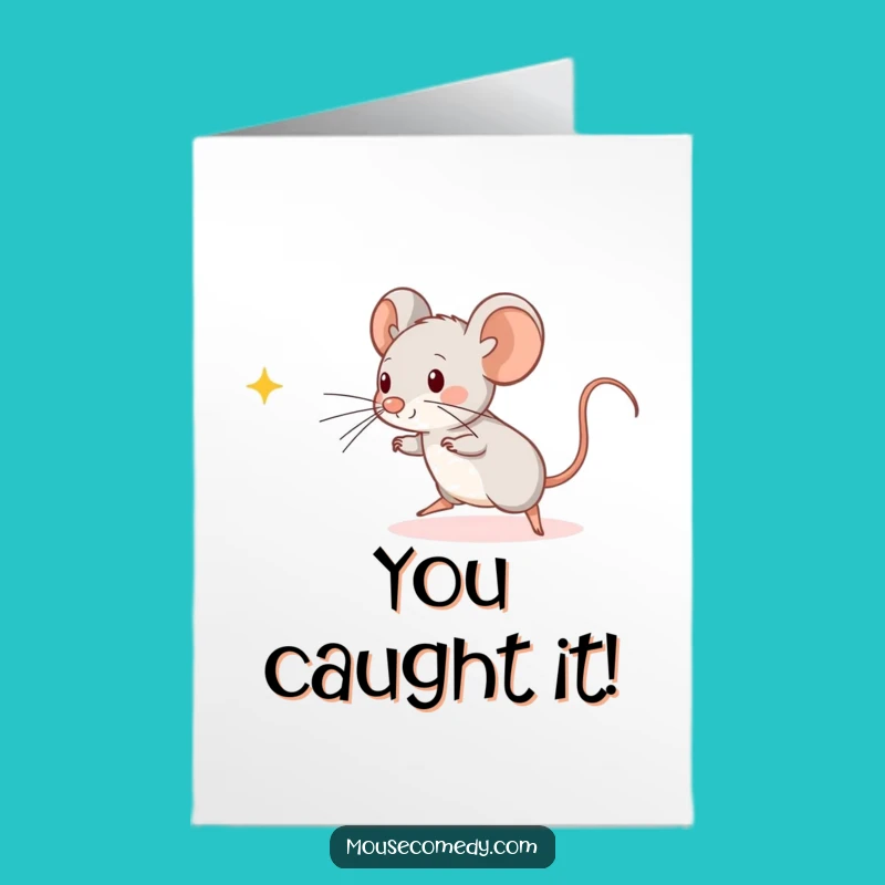 Free Printable Kawaii Mouse Congrats Card: Light Beam Chase Surprise Downloadable