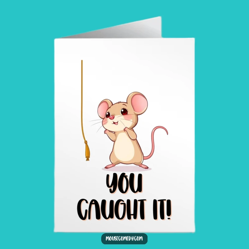Free Printable Congrats Card: Energetic Mouse Leaping - Humorous Downloadable Gift