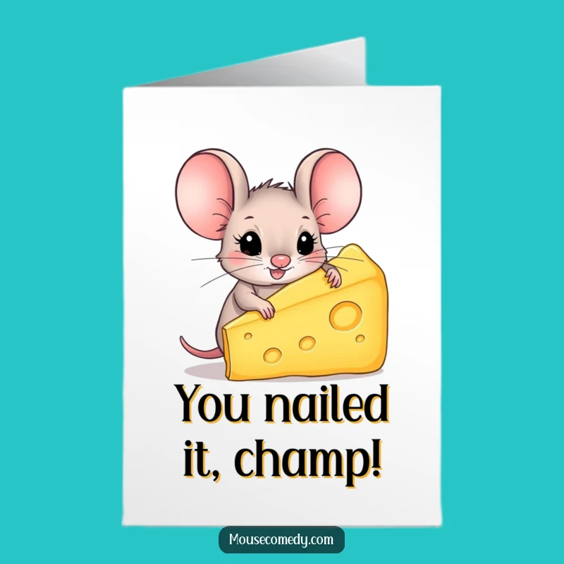 Free Printable Mouse Cheese Card: Funny Congrats Gift for Achievers