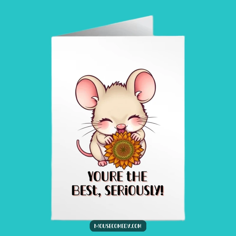 Free Printable Congrats Card: Delighted Mouse Nibbling Funny Downloadable Gift