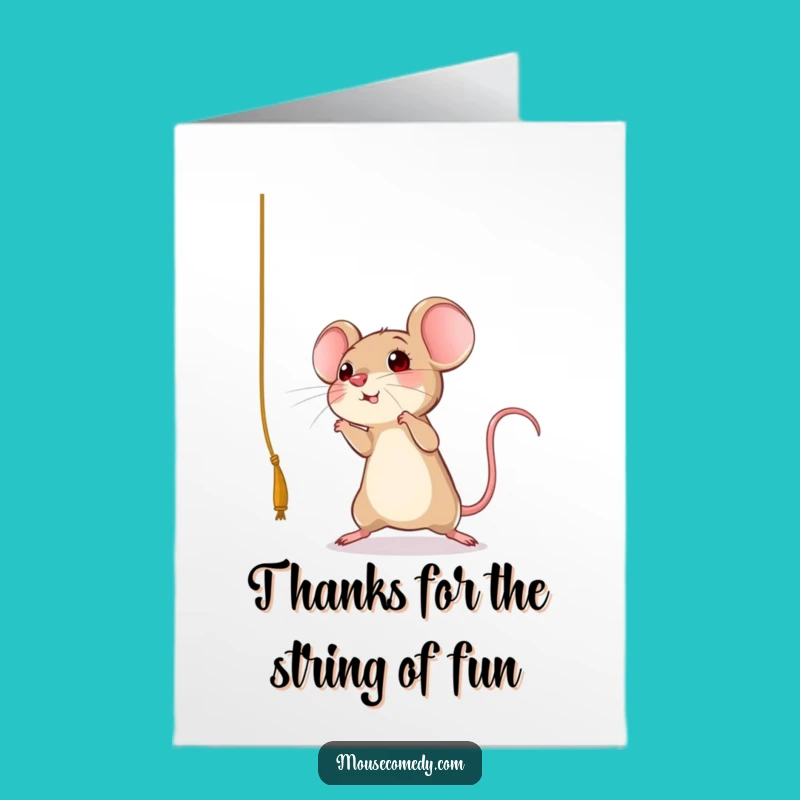 Free Printable Thank You Card: Active Mouse Leaping - Playful Downloadable Message