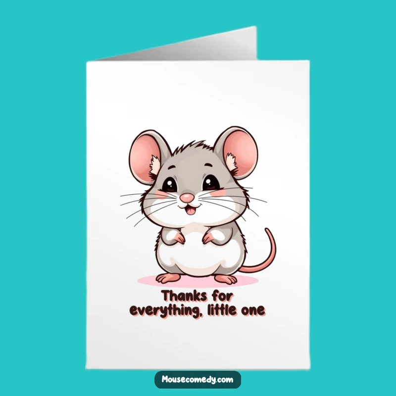Free Printable Thank You Card: Amused Mouse Sniffing Gift - Print at Home