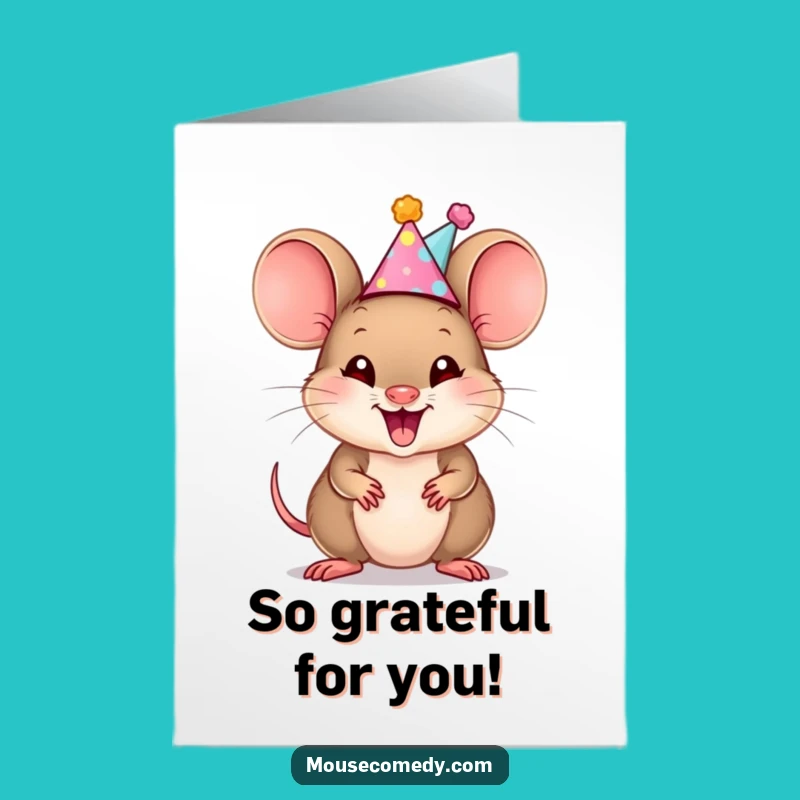 Free Printable Thank You Card: Cheerful Mouse Cub, Heartfelt Downloadable Gift
