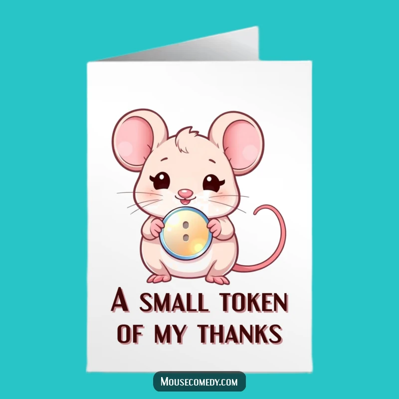 Free Printable Thank You Card: Kawaii Mouse Button, Grateful Downloadable