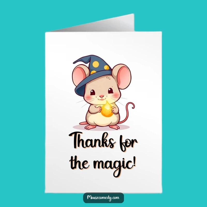 Free Printable Thank You Card: Wizard Mouse - Grateful Magic Downloadable Art