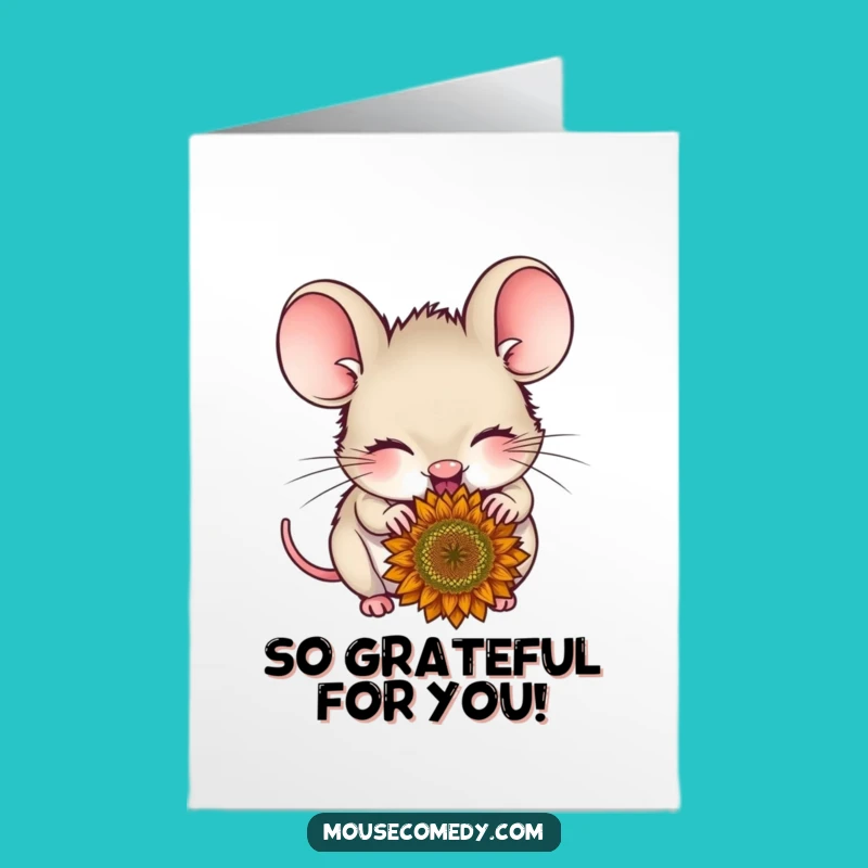 Free Printable Thank You Card: Delighted Mouse Nibbling Funny Downloadable Gift
