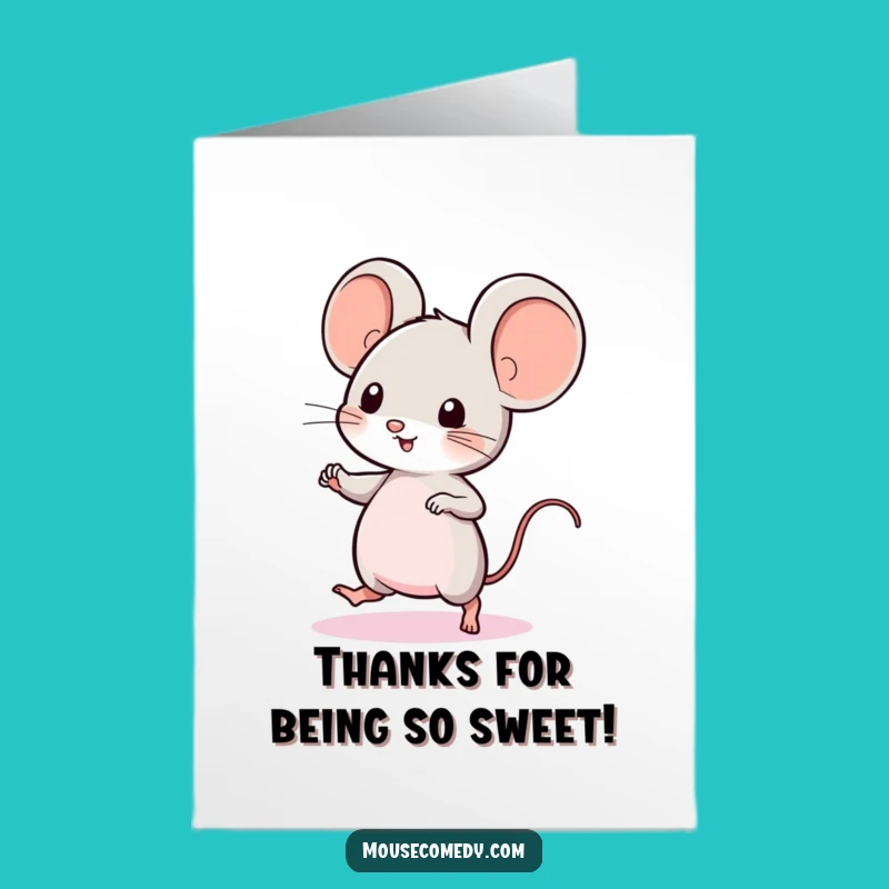 Free Printable Thank You Card: Kawaii Mouse Dance - Funny Mouse