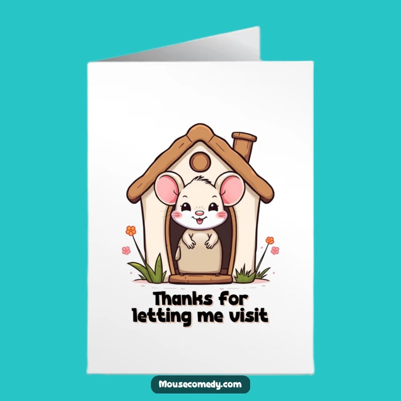 Free Printable Thank You Card: Sweet Mouse Peeking Out, So Much Gratitude!