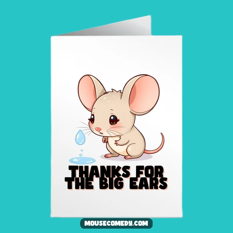 Free Printable Thank You Card: Curious Mouse, Rainy Day Thanks for Your Kindness!