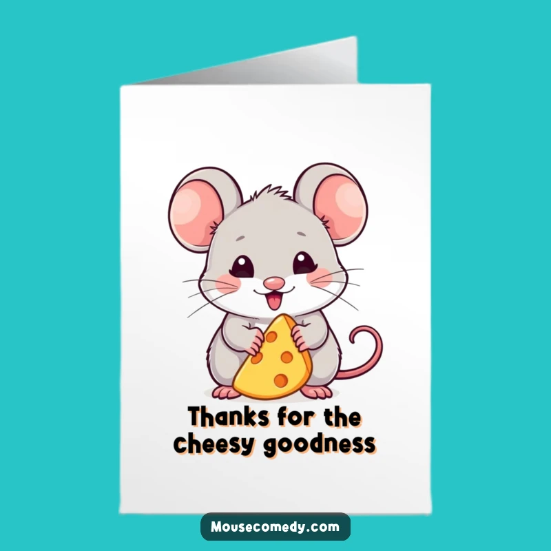 Free Printable Thank You Card: Kawaii Mouse Grateful for Cheese!