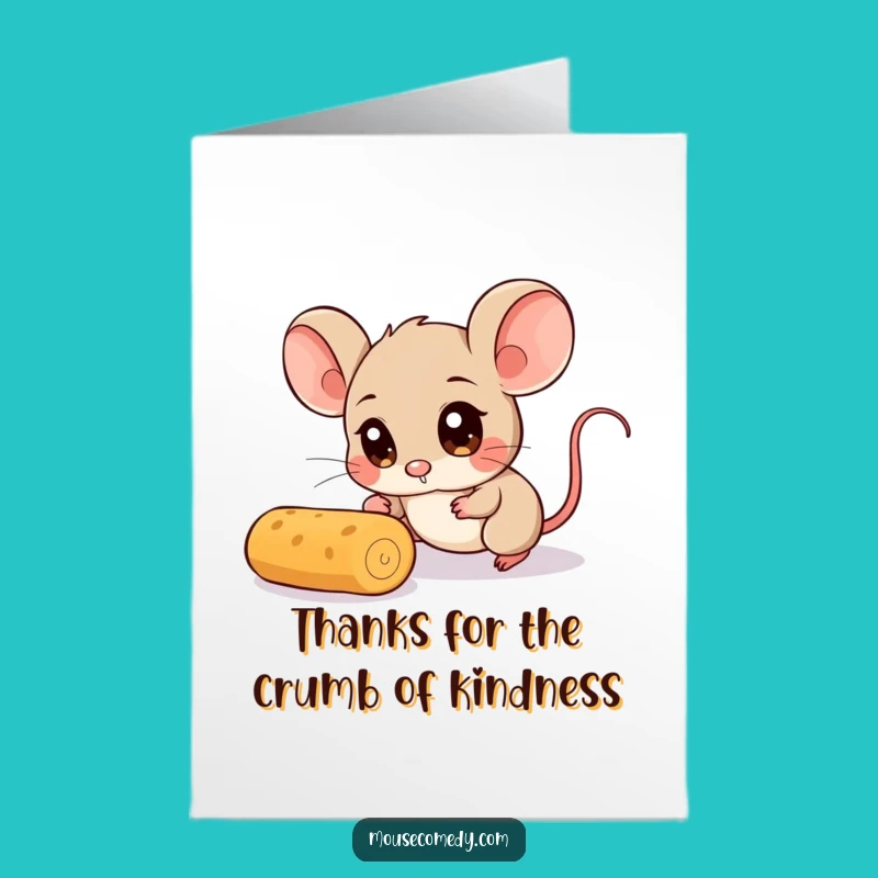 Free Printable Thank You Card: Eager Mouse, Funny Crumb Chase Downloadable Gift