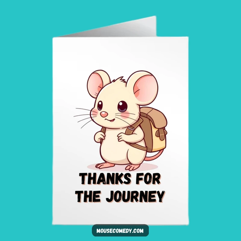 Free Printable Kawaii Mouse Adventure Thank You Card: Little Explorer Downloadable
