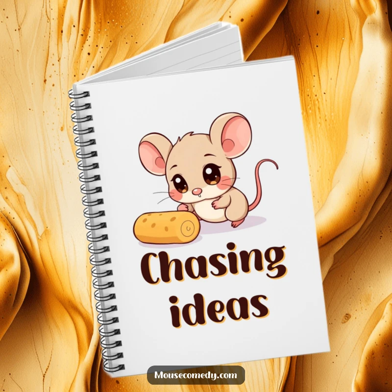 Funny Mouse Notebook: A notebook adorned with a mouse character with comically wide eyes, hilariously chasing a single rolling crumb.