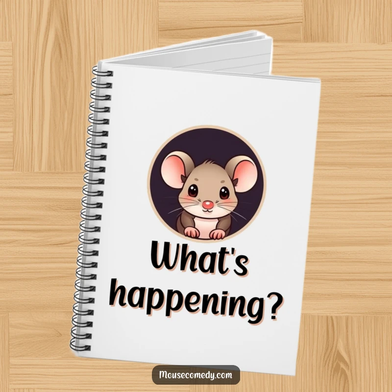 Funny mouse notebook with a curious mouse peeking its head out from a small, round hole, inspiring new ideas.