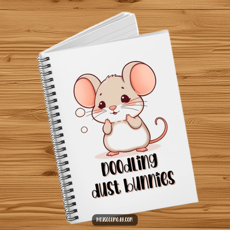 Funny Kawaii Mouse Notebook: An adorable mouse batting at a tiny, floating dust mote, ready for your notes.