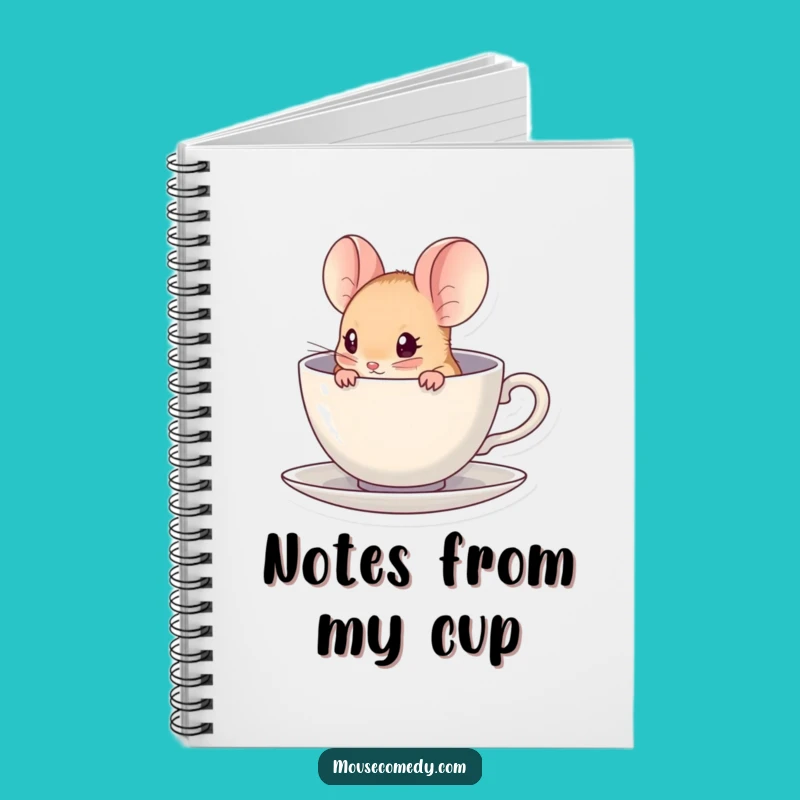Funny Kawaii Mouse Notebook - Jot Down Secrets, Tiny Teacup Diary
