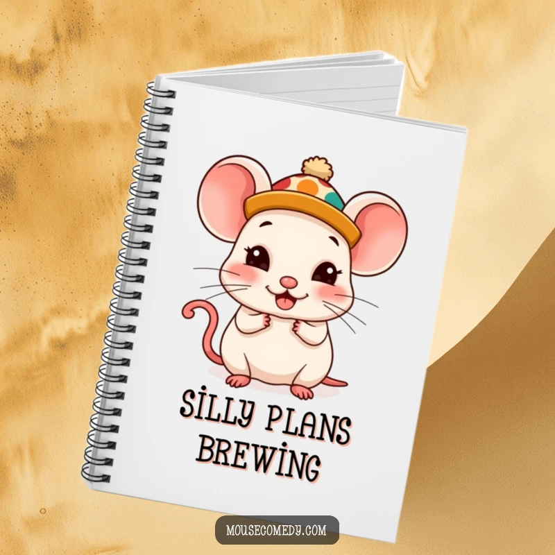 Funny Kawaii Mouse Notebook: An adorable mouse wearing a silly hat, looking comically pleased and ready for your notes.
