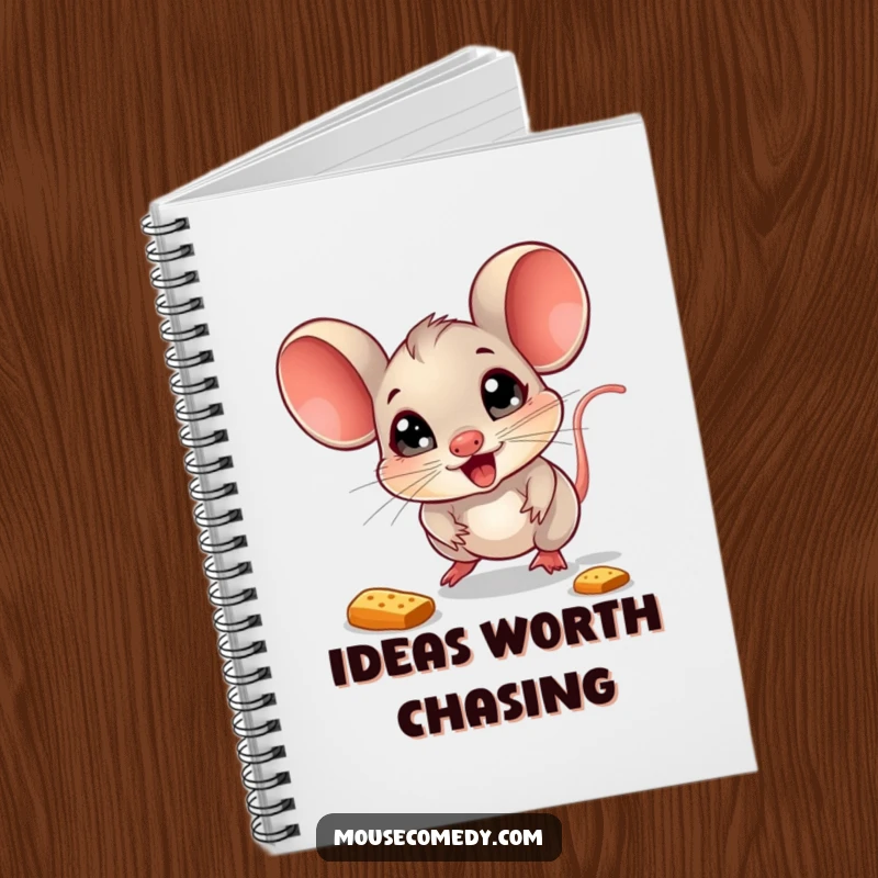 Funny Mouse Notebook: A delighted mouse with sparkling eyes chases a bouncing crumb, inspiring joyful thoughts.