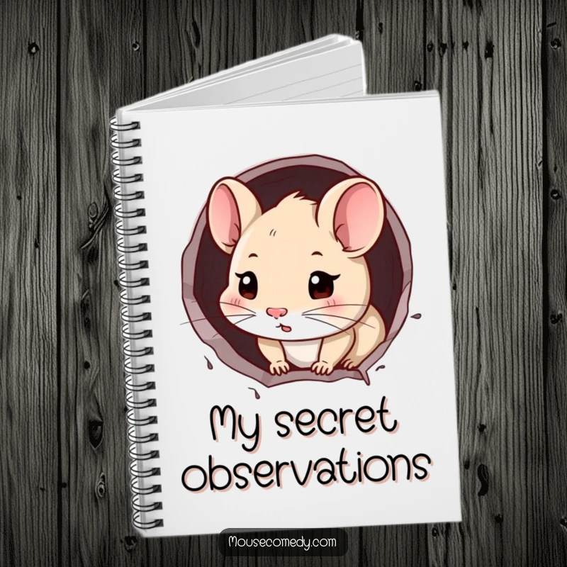 Funny Mouse Notebook: A curious mouse peeking from a wall hole, inspiring thoughtful notes and observations.
