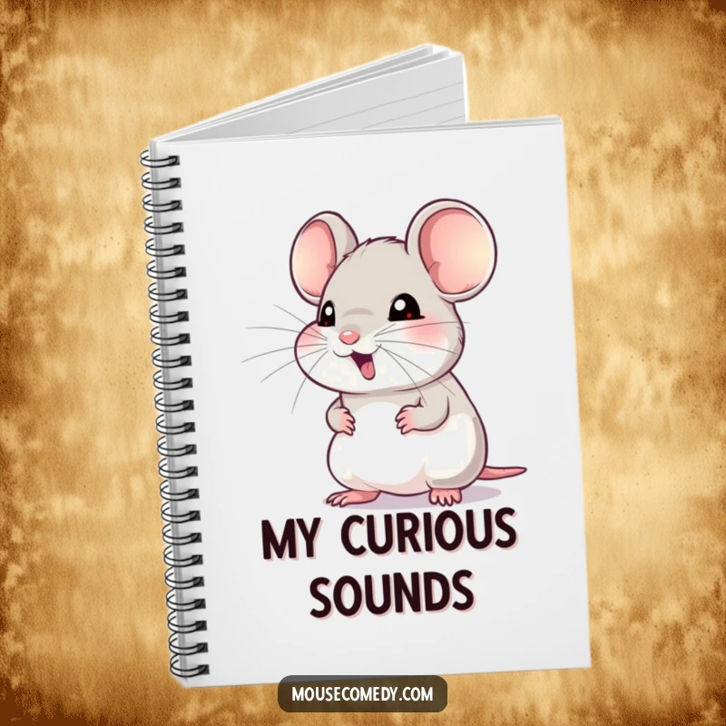 Funny notebook cover with a mouse whose whiskers twitch eagerly, intently listening for a sound, inspiring focus and sharp observation.