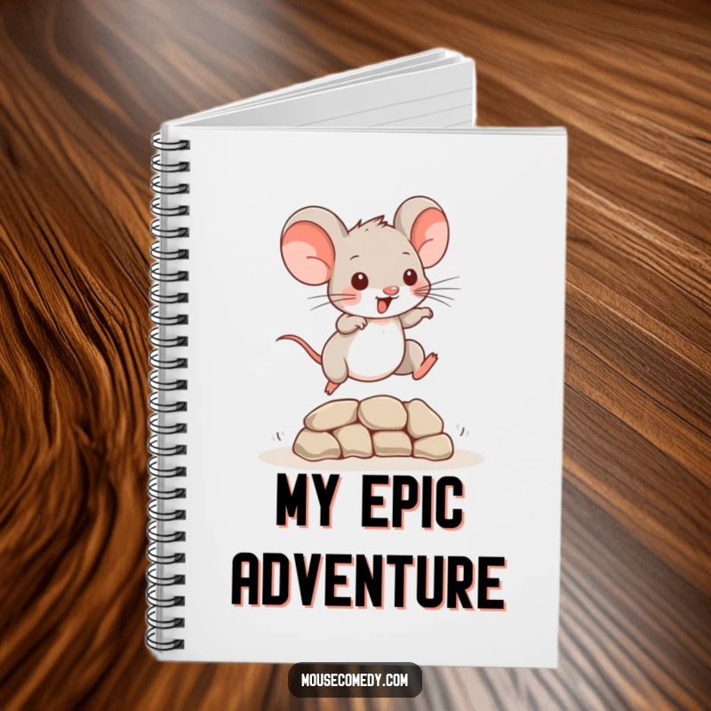 Funny Mouse Notebook: A playful mouse leaping over an obstacle, inspiring dynamic thoughts and planning.