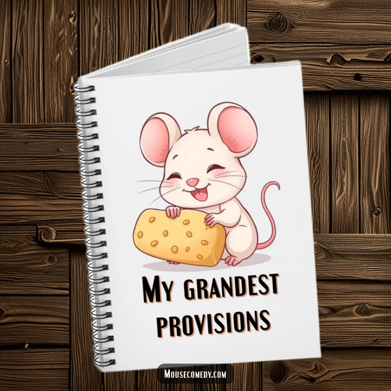 Funny Mouse Notebook: A joyful mouse with twitching whiskers holds a large crumb, inspiring happy thoughts.