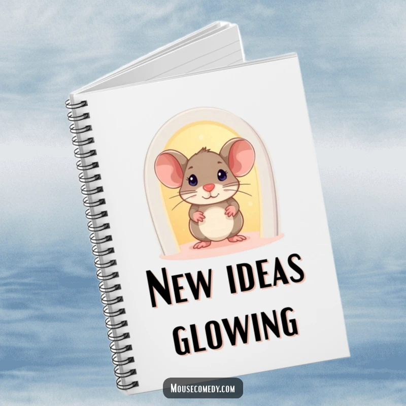 Funny Mouse Notebook: A curious mouse peeks from a small, glowing doorway, inspiring exploration and creative ideas.