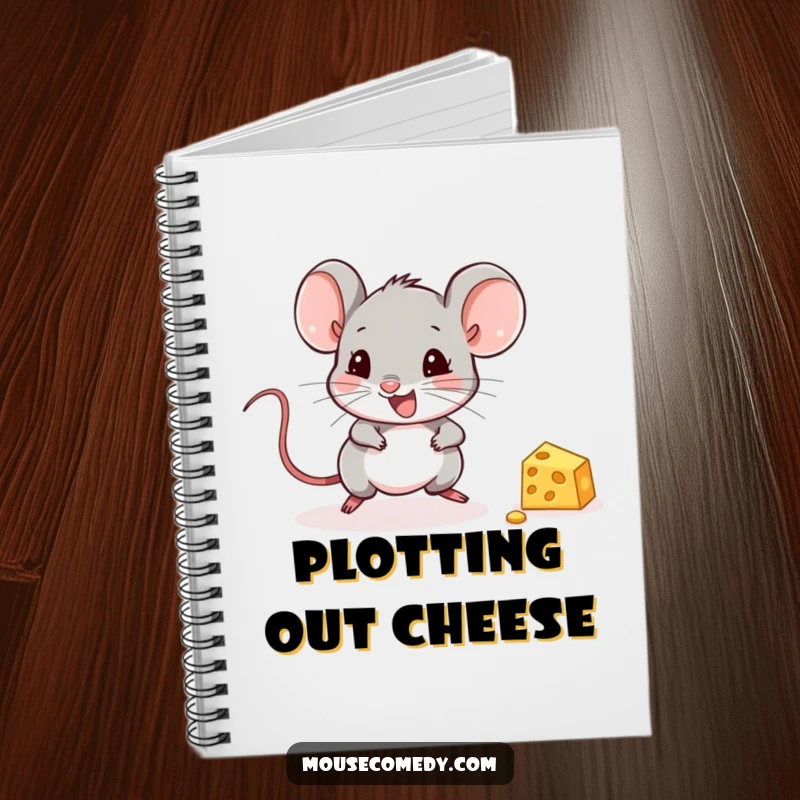 Funny Mouse Notebook: A cute mouse gleefully chases cheese, inspiring creative writing and note-taking.
