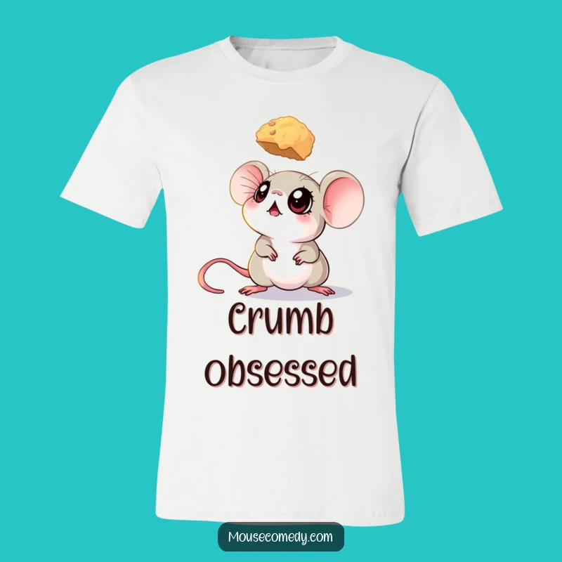 Funny Big-Eyed Mouse T-Shirt - Crumb Gazing, Humorous Apparel