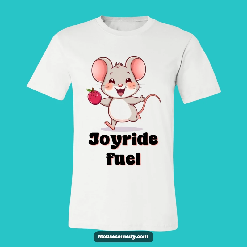 Funny Cheerful Mouse T-Shirt - Joyful Berry Sprint, Humorous Apparel