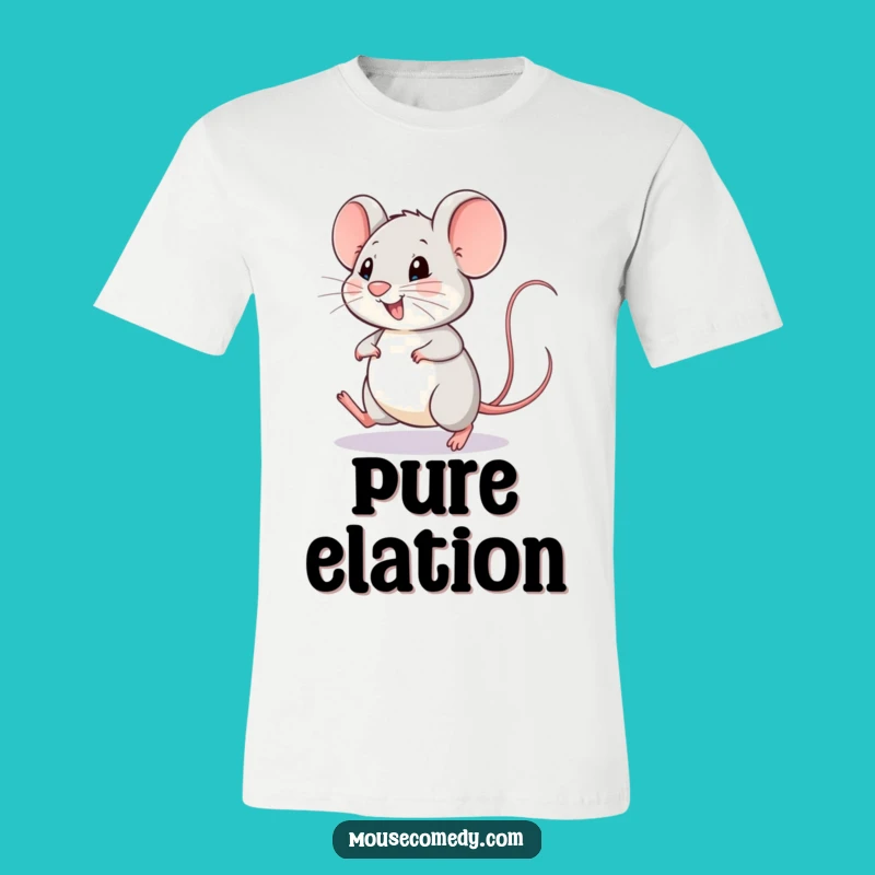 Funny Happy Mouse T-Shirt - Hopping Joy, Wagging Tail, Humorous Apparel